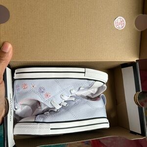 Converse Kids White Sneakers with Colorful Floral Design